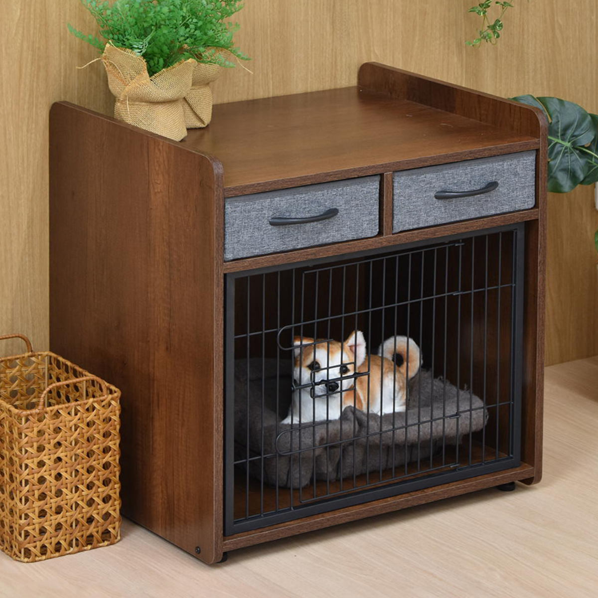 ペットケージ ドッグハウス グロリア 小型犬 木製 （ 幅62×奥行49.5×高