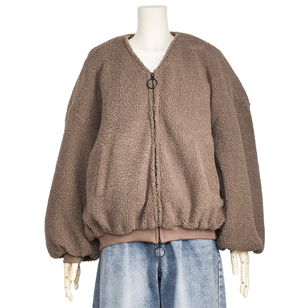 ayane アヤン ボア ジャケット バックロゴ レディース ホワイト モカ