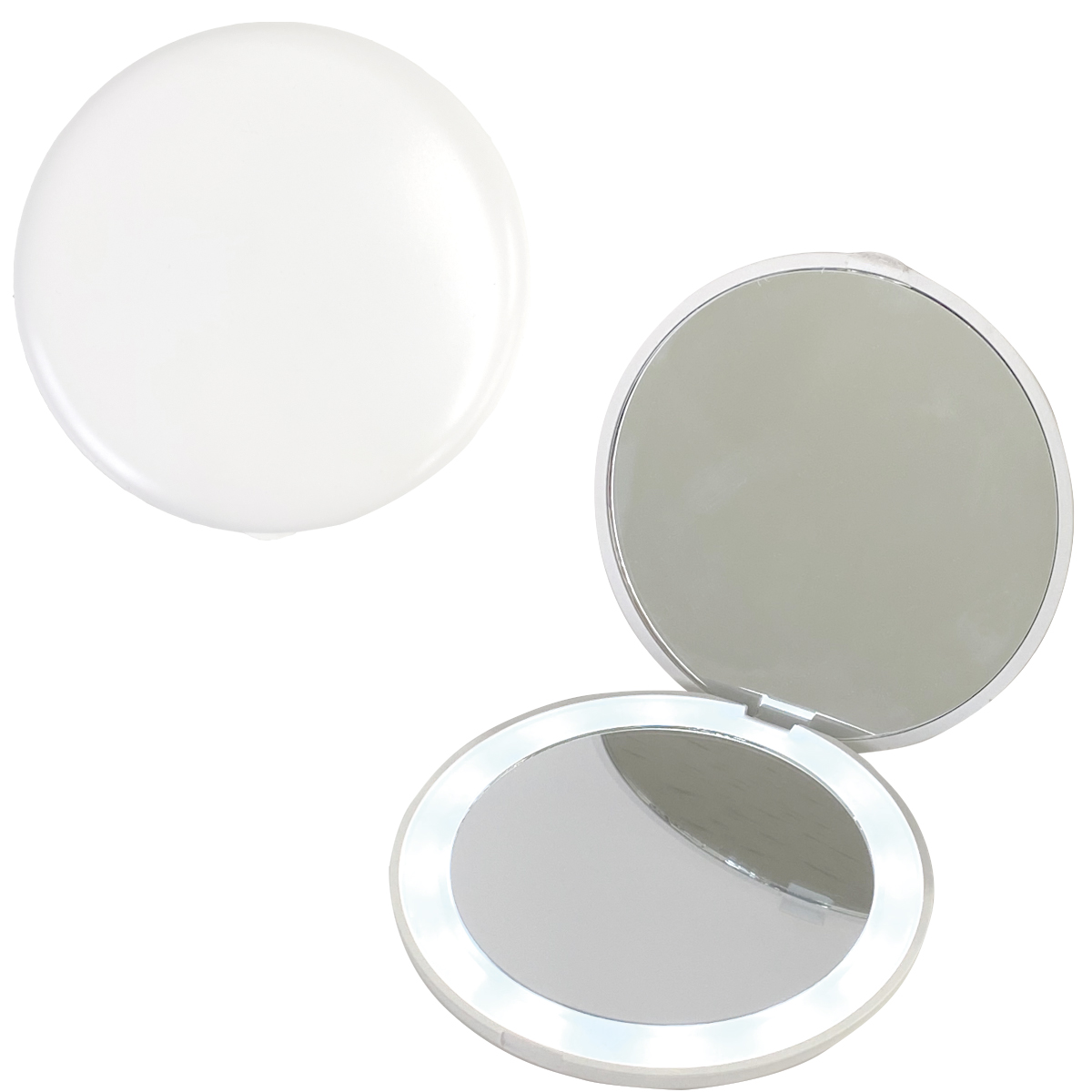 コンパクトミラー 手鏡 LED付 10倍拡大鏡付 折りたたみ 携帯ミラー