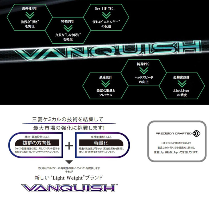 三菱（MITSUBISHI） ゴルフ シャフト スリーブ付き ヴァンキッシュ VV