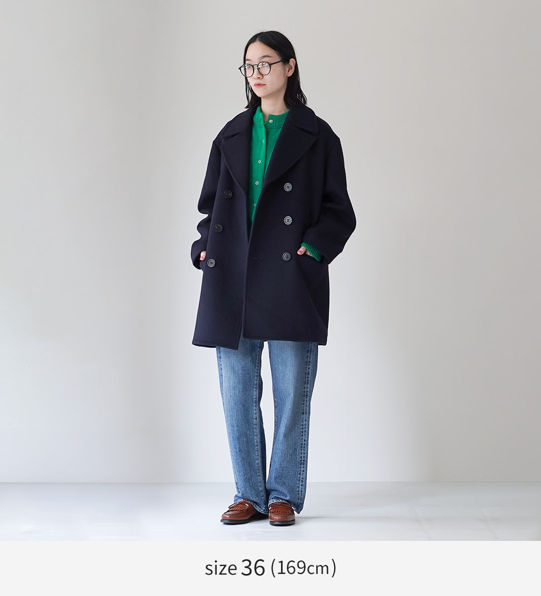 完売品 シンゾーン オーバーサイズ ダブルブレスト Pコート ネイビー