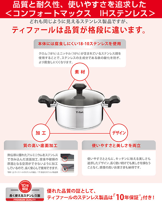 T-fal（ティファール） コンフォートマックス IH ステンレス シチュー