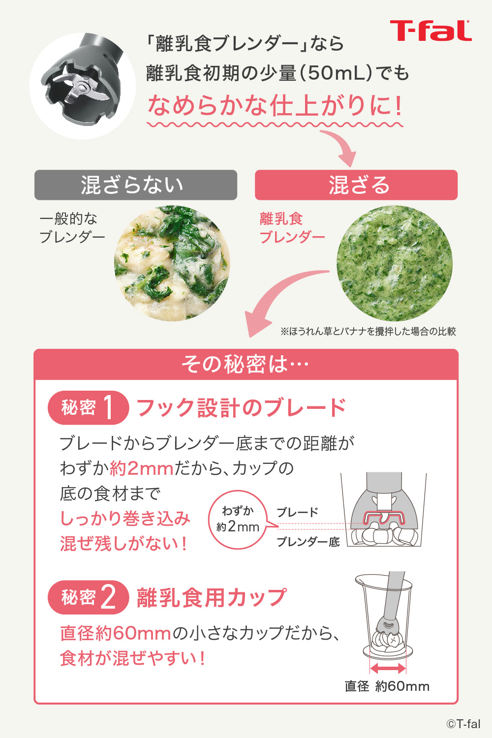 T-fal（ティファール） ハンドブレンダー ベビー ライトグレー