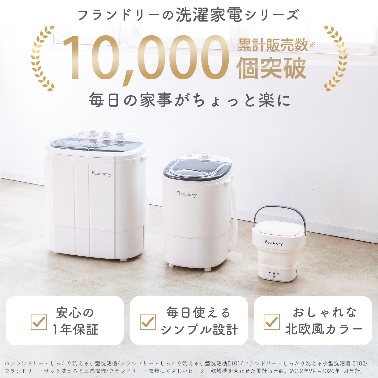 Flaundry（フランドリー） 4000円OFF 小型洗濯機 脱水付き 二槽式 脱水
