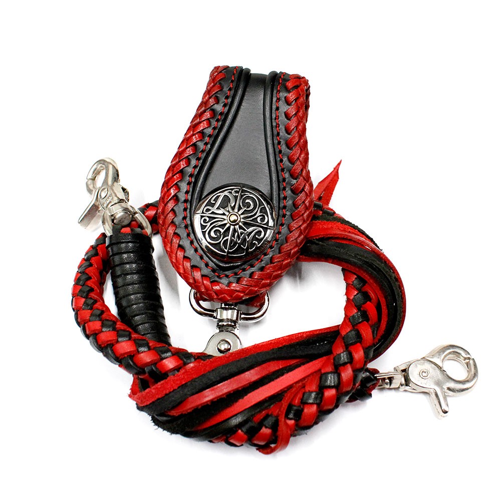 ベルトループ キーホルダー 8本編みウォレットチェーンセット ダブル