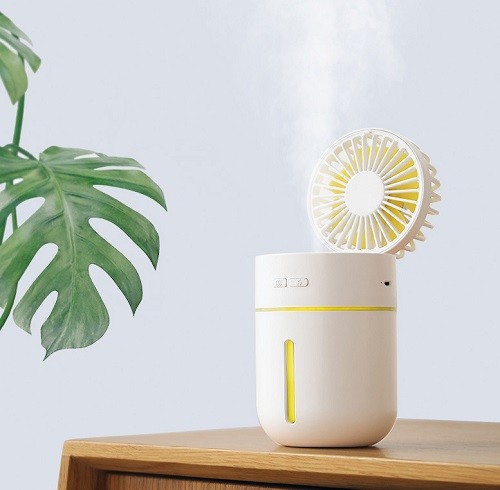 小型加湿器 扇風機小型 卓上 ミスト扇風機 熱中症対策 1台3役 USB充電