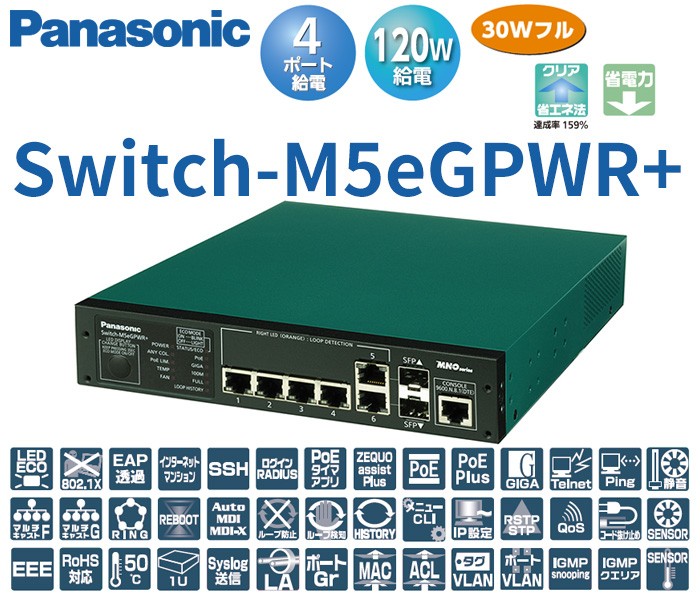 Panasonic（パナソニック） Switch-M5eGPWR+ PN28059KB5 全ポートギガ