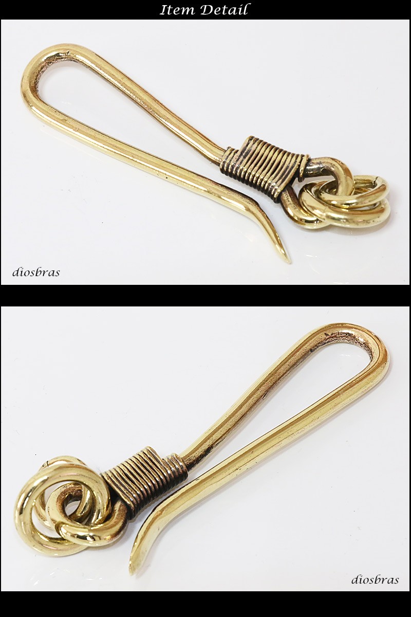 キーホルダー キーフック キーチェーン ゴールド 真鍮 ブラス 釣り針