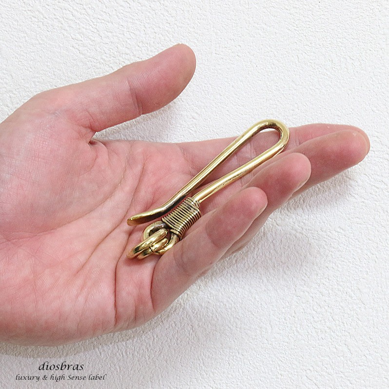 キーホルダー キーフック キーチェーン ゴールド 真鍮 ブラス 釣り針