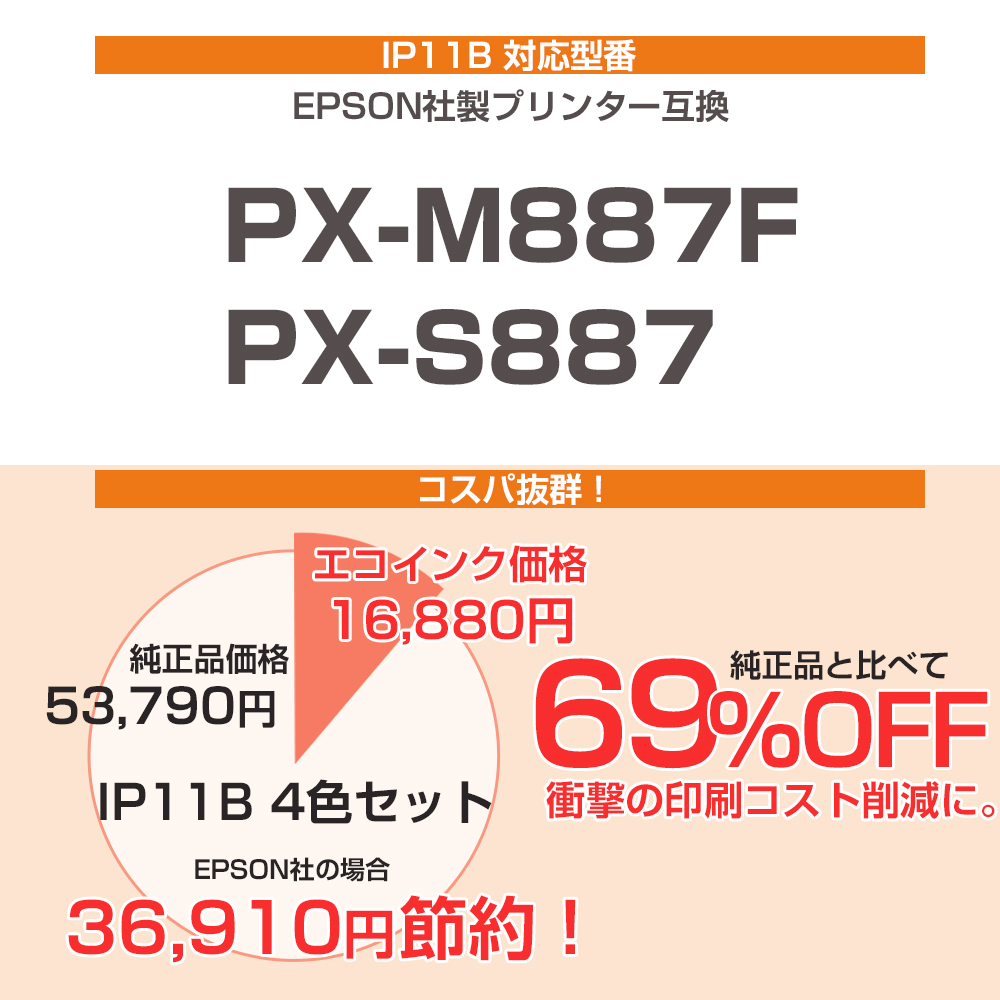 エコインク エプソン 互換インクパック IP11B 4色セット IP11KB/IP11CB