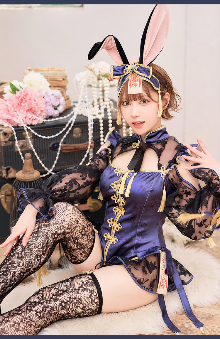 正規品]【あすつく】コスプレ アニマル バニー チャイナ 和装 中華 青