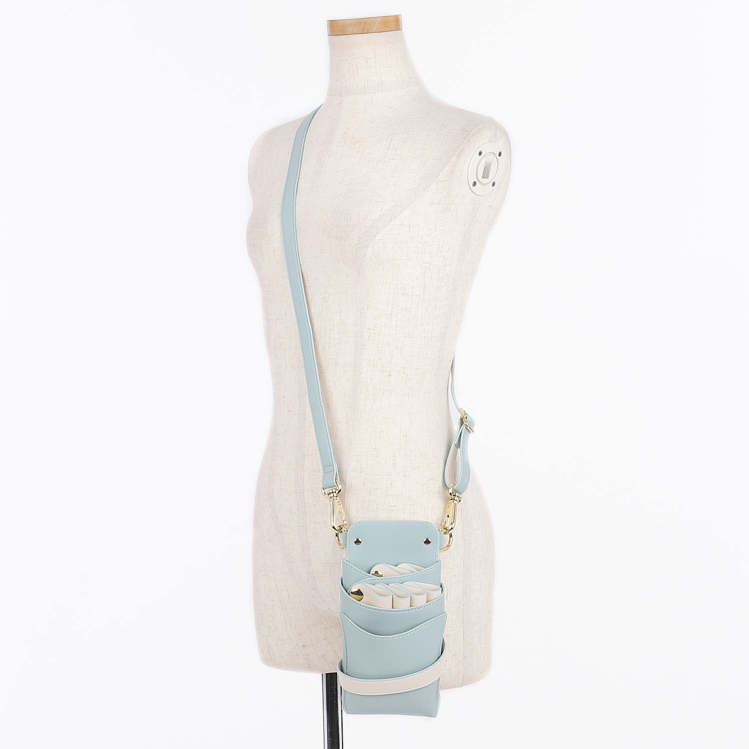 DEEDS シザーケース 美容師 シエーナ no.416 ライトブルー×アイボリー