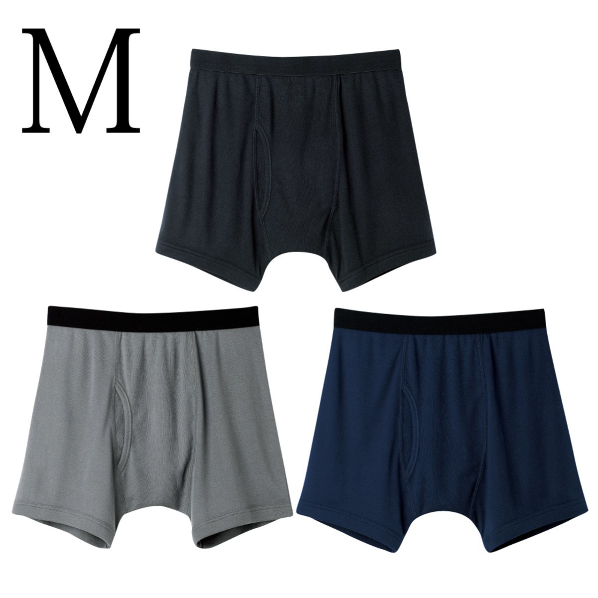 3枚セット ボクサーパンツ メンズ 3枚組 前開き 薄手 M L LL 3L 大きい