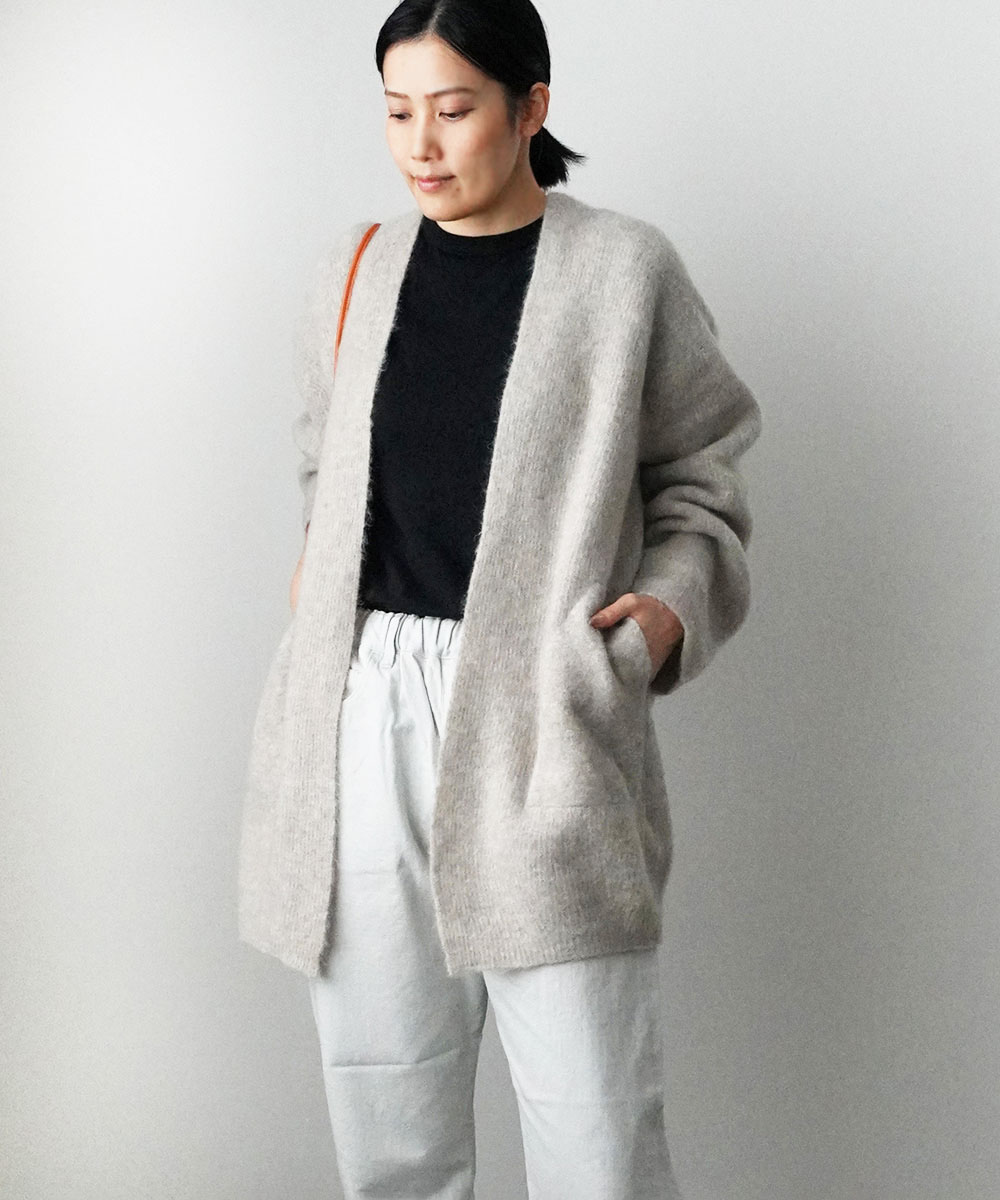 UNFIL（アンフィル） モヘアカーディガン stretch superkid mohair