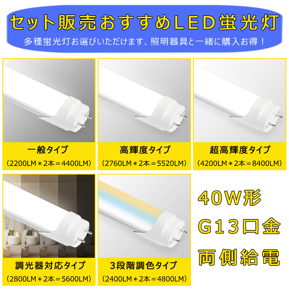 LED蛍光灯器具 LEDベースライト 笠付トラフ 2灯 40W形 集中照明 蛍光灯