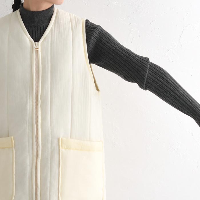 SO キルティング ロングベスト アウター 軽い レディース 中綿 キルト