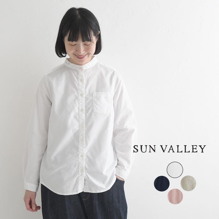 SUN VALLEY（サンバレー） バンドカラーシャツ ブラウス 長袖
