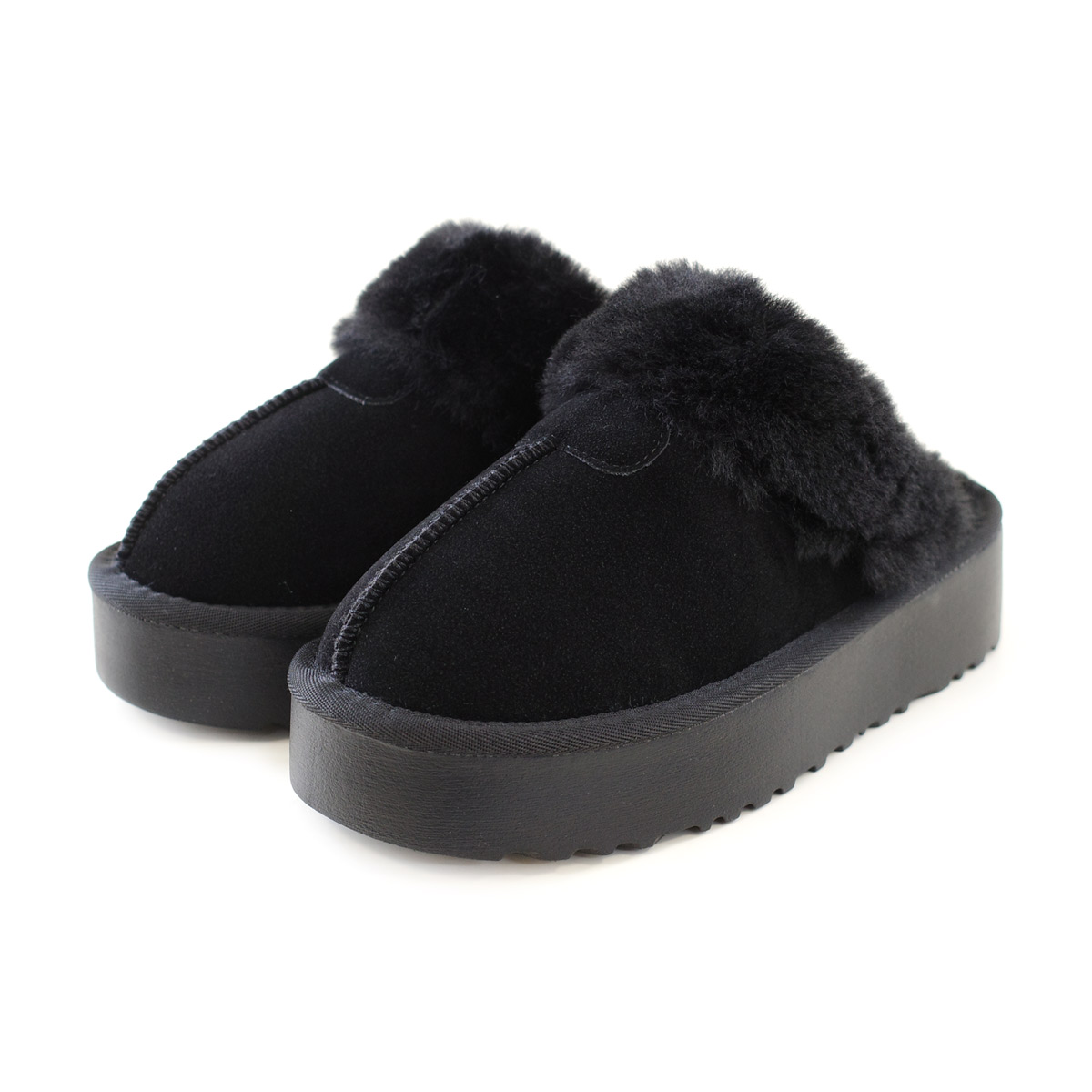 AmiAmi（アミアミ） サボ 厚底 レディース サンダル ファー ボア