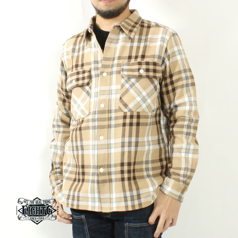 EIGHT-G（エイトジー） ネルシャツ 厚手 2024秋冬 新作 メンズ 日本製