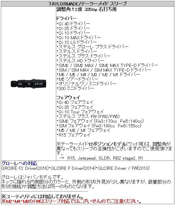 テーラーメイド スリーブ装着シャフト Qi4D Qi35 Qi10 ステルス SIM M