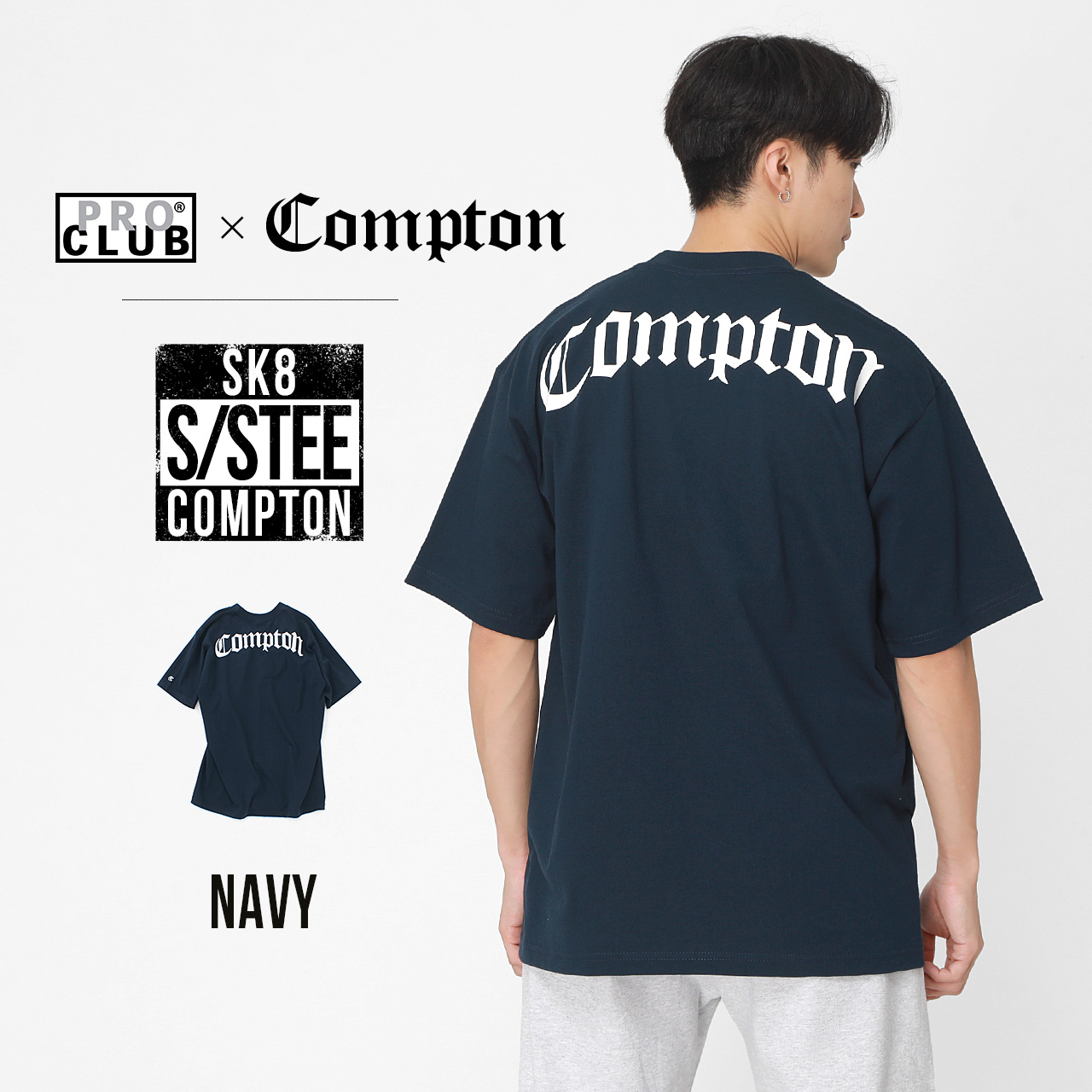 PRO CLUB（プロクラブ） COMPTON コンプトン 半袖Tシャツ バック