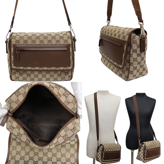 GGキャンバス グッチ GUCCI ショルダーバッグ 28562 ベージュ × 茶