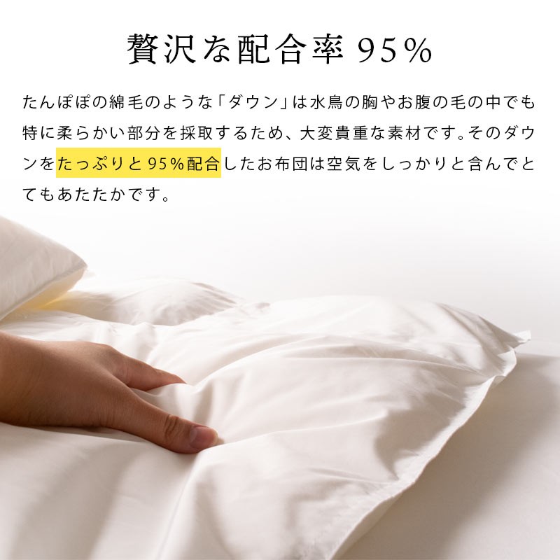 ダウンケット 羽毛肌掛け布団 シングル ポーランド産グースダウン95