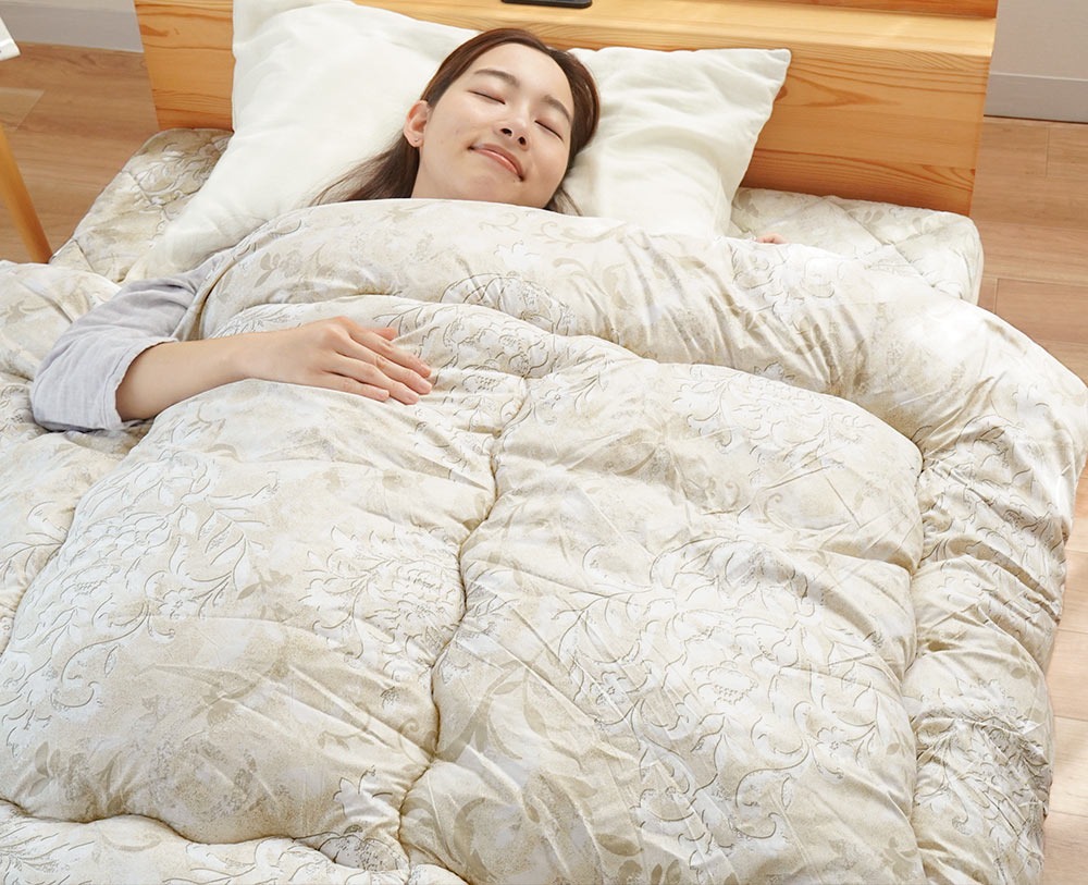 羊毛 掛け布団 ダブル ウール50% 羊毛混 備長炭入り テイジン 抗菌 防