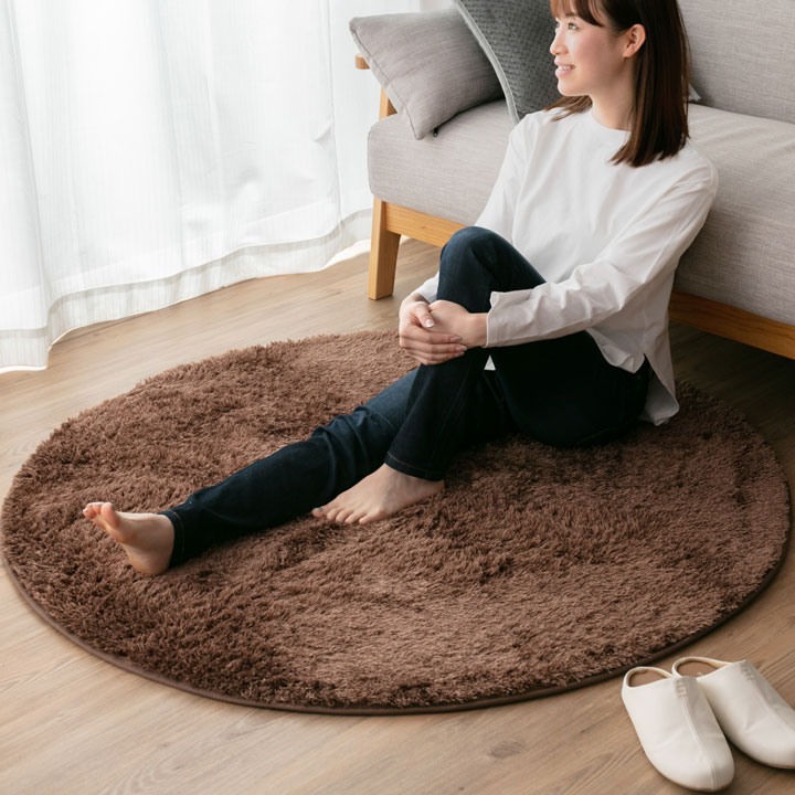 Colorsroom ラグ シャギーラグ オールシーズン 直径130cm 円形 北欧
