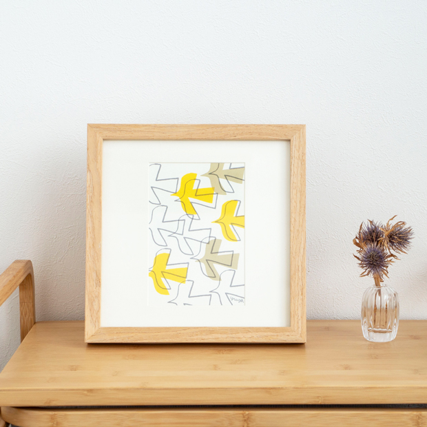 2/27-3/1はP10倍／ ポスター フレーム付き 飛び立つ鳥 22.5×22.5cm