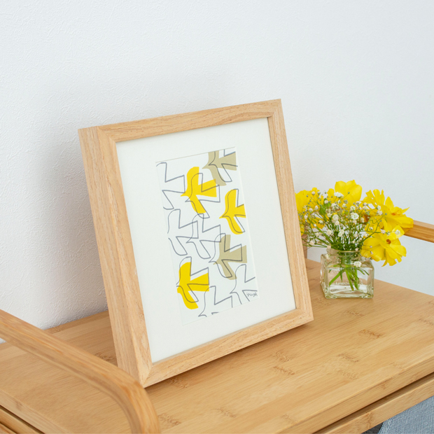 2/27-3/1はP10倍／ ポスター フレーム付き 飛び立つ鳥 22.5×22.5cm