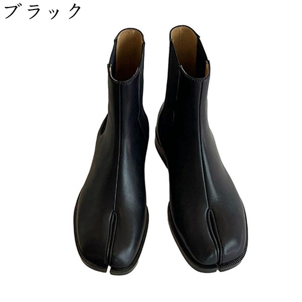 足袋ブーツ レディース ショート丈 サイドゴア ローヒール 太めヒール