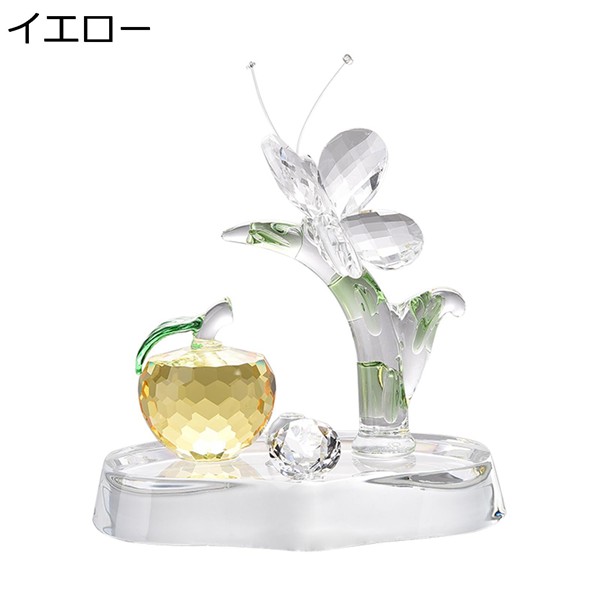 K9クリスタル 置物 平安樹 林檎 蝶々 クリスタルガラス 風水