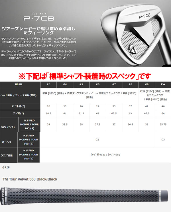 TaylorMade（テーラーメイド） ニューP・7CB アイアン 5本セット(#6