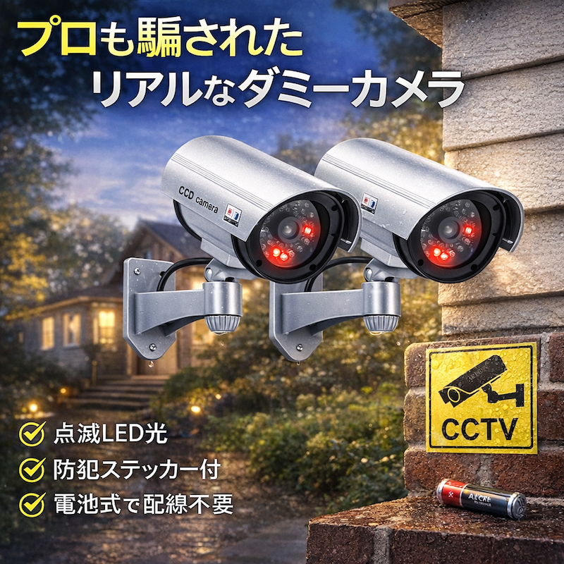 防犯カメラ ダミー 電池式 LED点滅 屋外 屋内 本物そっくり 監視カメラ