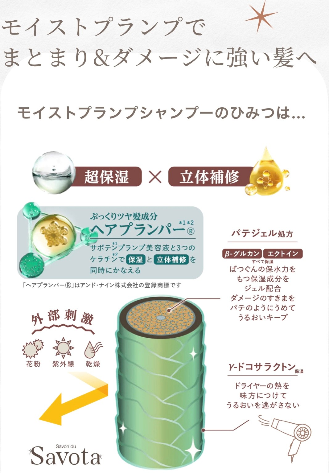 サボンドサボタ モイストプランプ シャンプー本体1本（420ml）×ヘア
