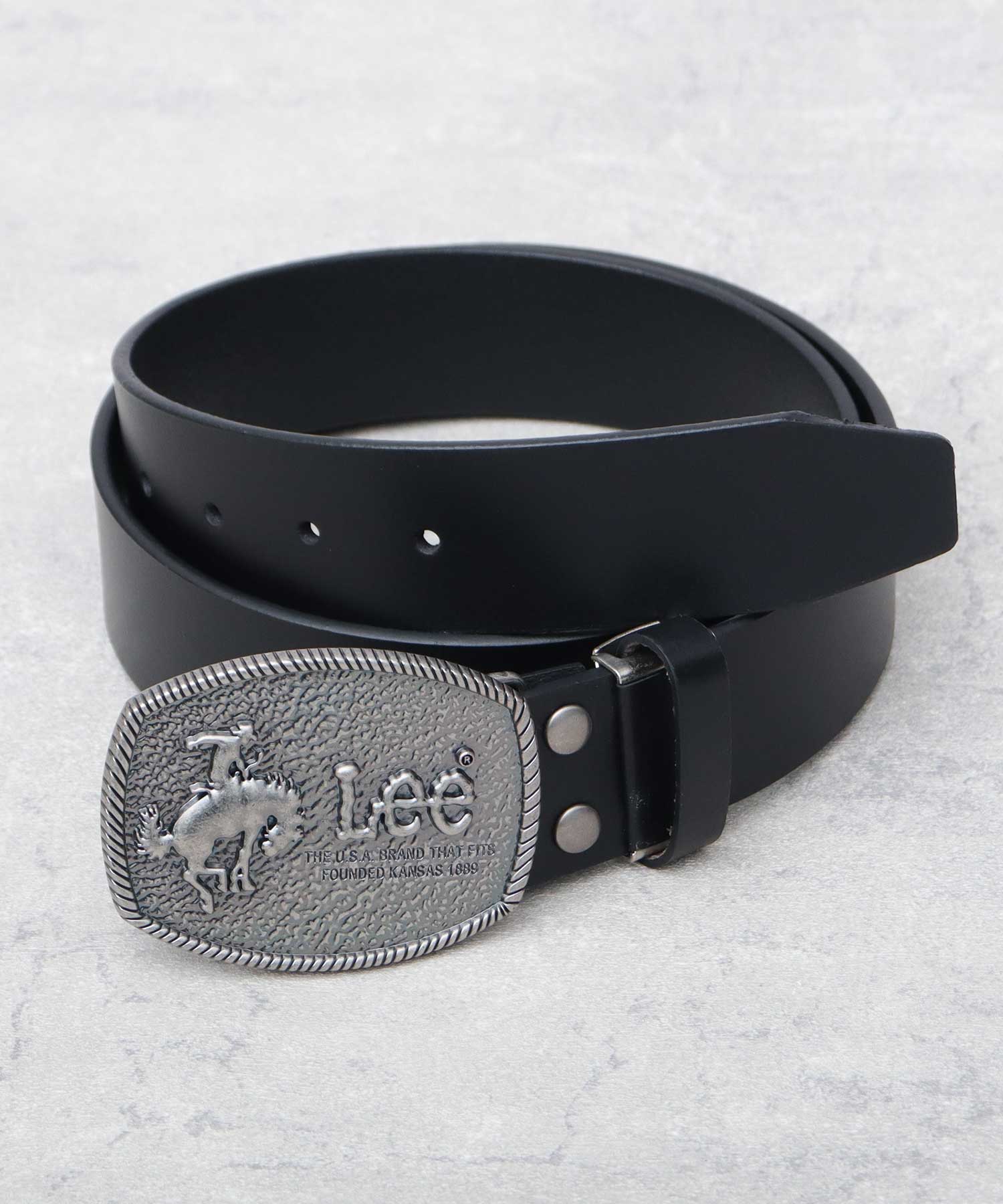 Lee（リー） 本革 レザーベルト メンズ 跳ね馬 ウエスタン 大きめ
