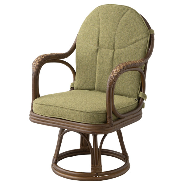 EMOOR（エムール） 回転チェア ラタン 籐 肘付き ハイバック 軽量 回転