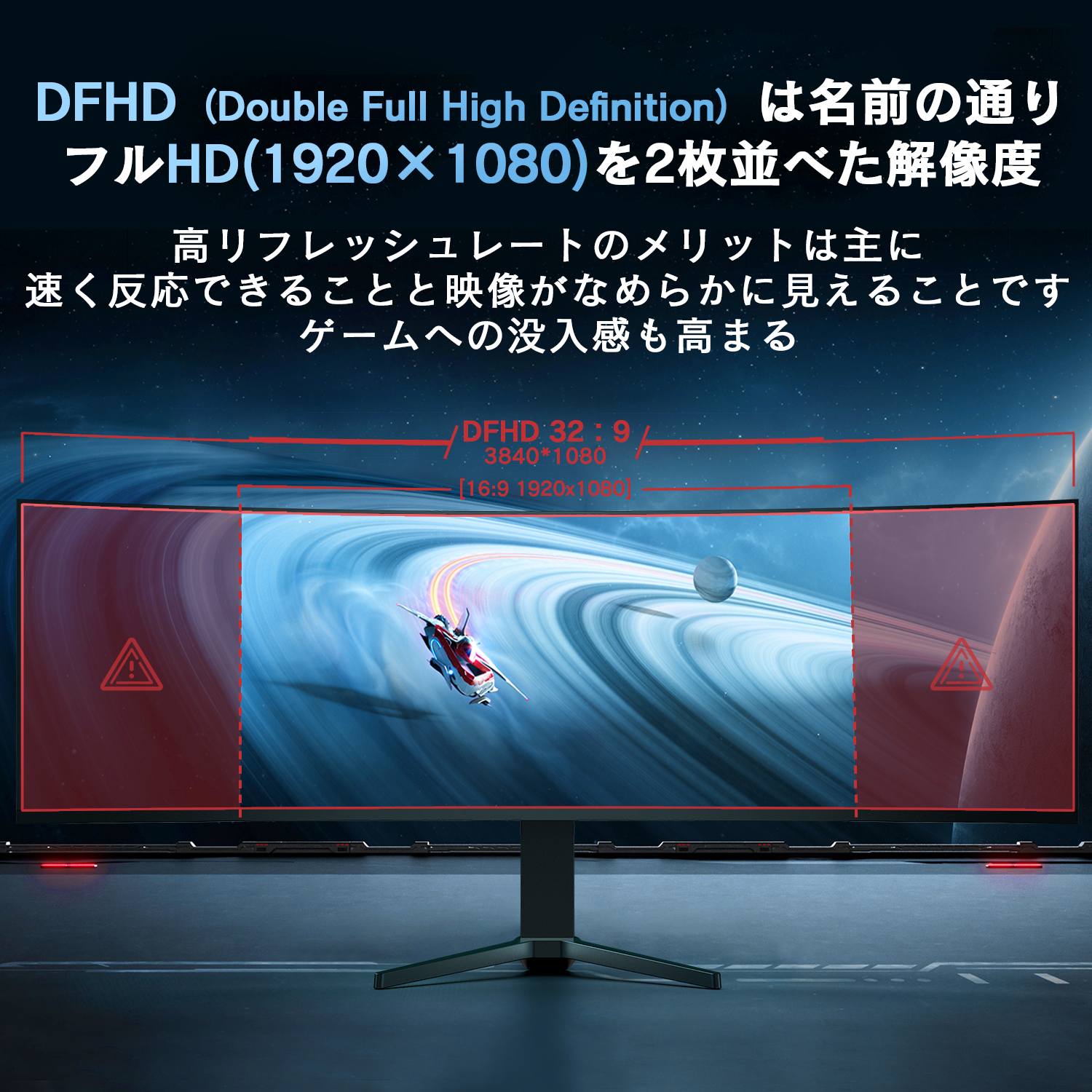 VETESA 新モデル 新品 49インチPCモニター 超曲面 1500R 4K 144Hz