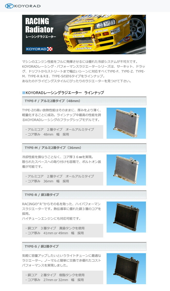 KOYORAD ラジエーター TYPE-M/アルミ2層タイプ(36mm) TOYOTA 86 ZN6