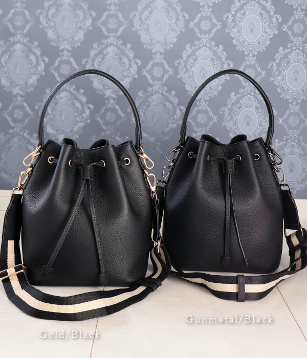 本革 バケツ型バッグ キューブ型バッグ ショルダー レディース 巾着