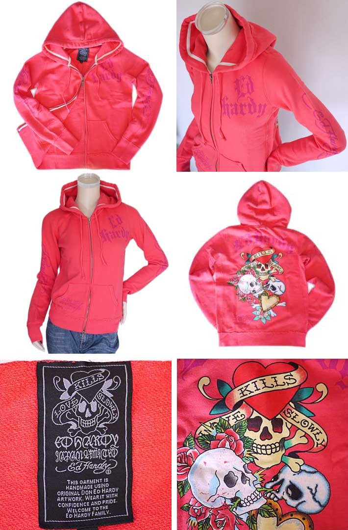 Ed Hardy（エド・ハーディー） べロア限定品 3スカル/ピンク EDHARDY