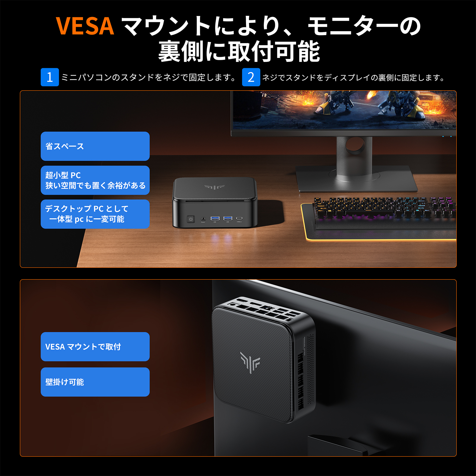 Nipogi ゲーミング AMD Ryzen7 7730U ミニpc 4.5GHz 32GB DDR4 512GB