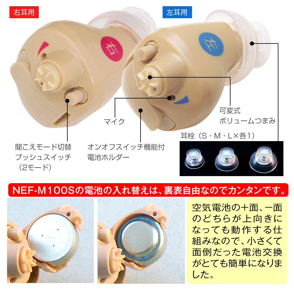 ニコン（Nikon） 補聴器両耳用 耳穴式 ニコン・エシロール NEF-M100S