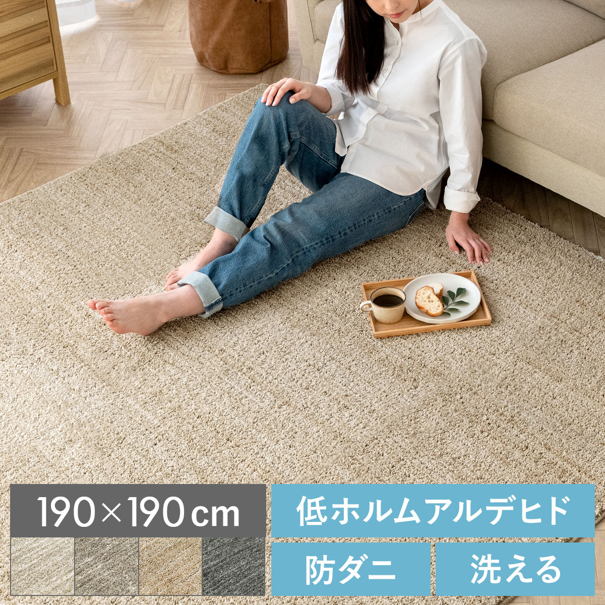 スミノエ ラグ カーペット ラグマット 洗える 日本製 2畳 らぐ 防ダニ