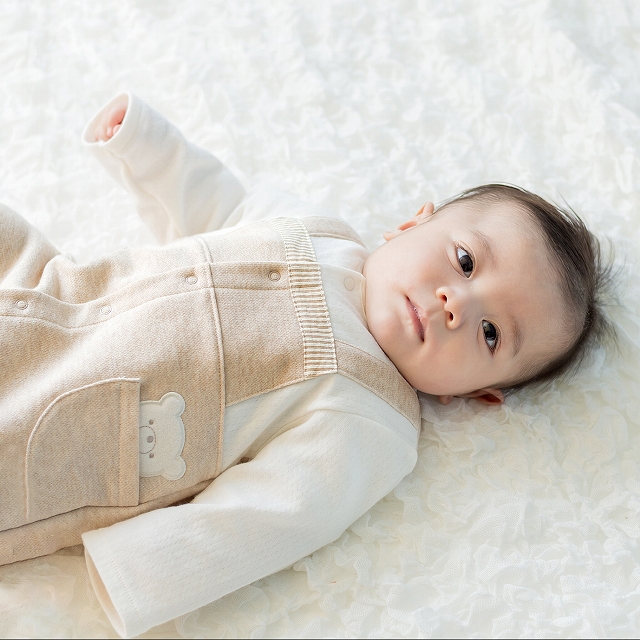 赤ちゃんの城 ロンパース カバーオール 70 80 くまポケット 秋 冬 日本