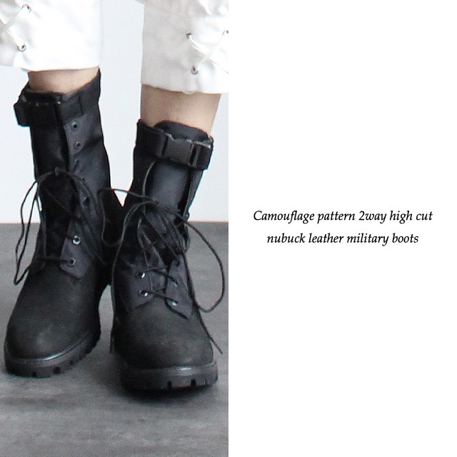 迷彩柄2wayハイカットヌバックレザーミリタリーブーツ | メンズ