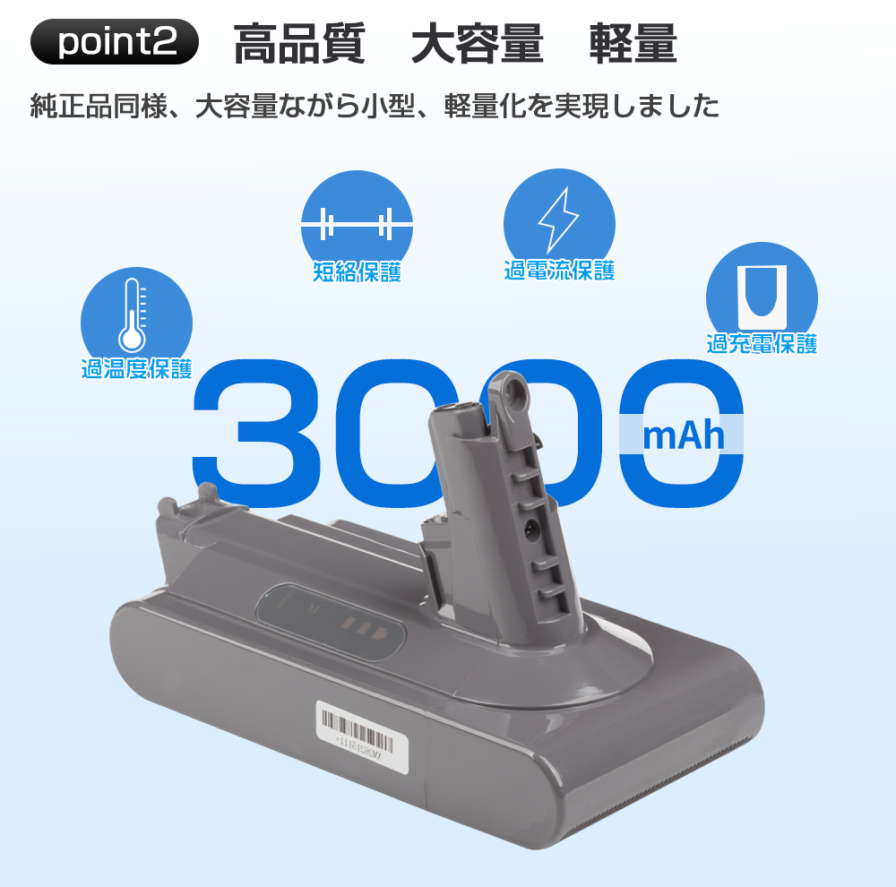 ダイソン V10 バッテリー 3000mAh dyson SV12 互換バッテリー 互換品
