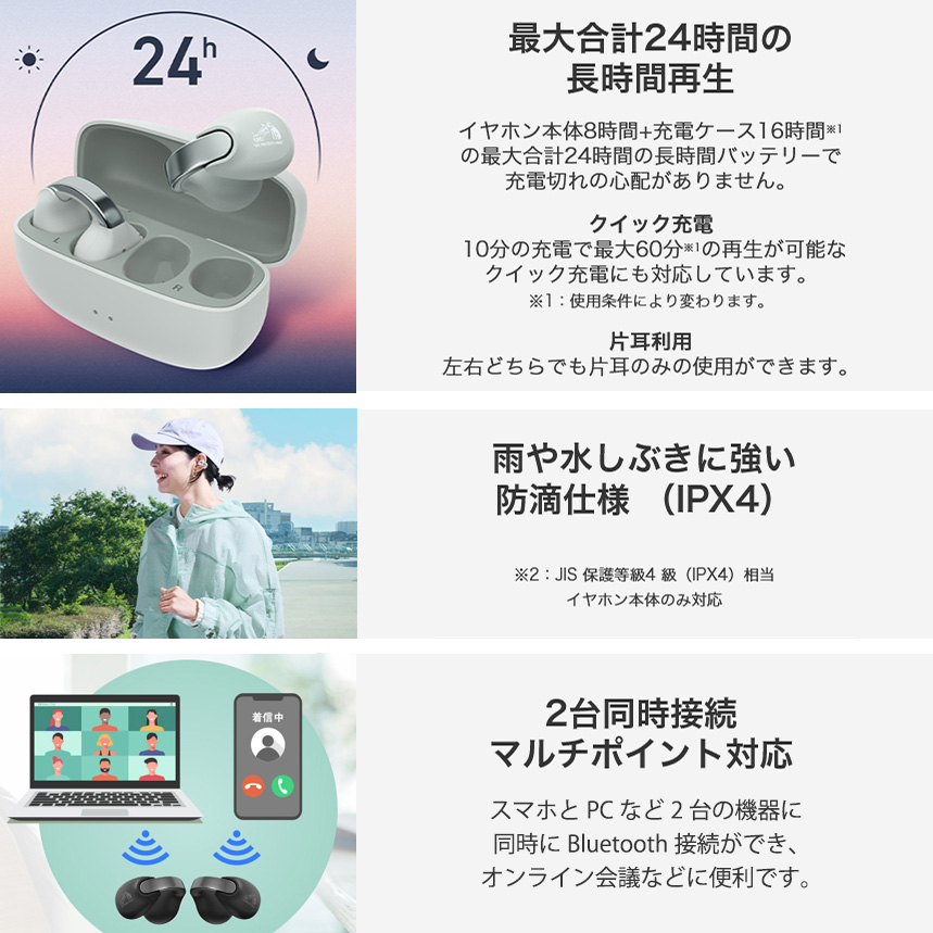 Victor（ビクター） HA-NP1T-A JVCケンウッド ワイヤレスイヤホン 耳