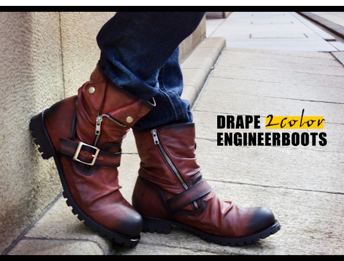 エンジニアブーツ ワークブーツ 靴 メンズ ブーツ ドレープ ロング